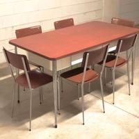 Lotto Sedie tavolo vintage cromato/ Formica legno