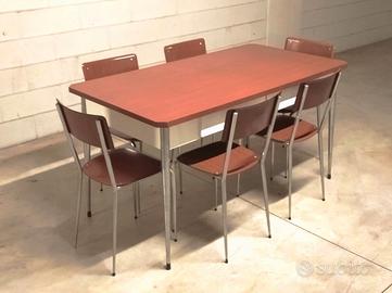 Lotto Sedie tavolo vintage cromato/ Formica legno