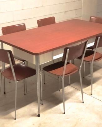 Lotto Sedie tavolo vintage cromato/ Formica legno
