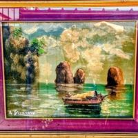 Quadro Faraglioni di Capri dipinto a olio su tela.