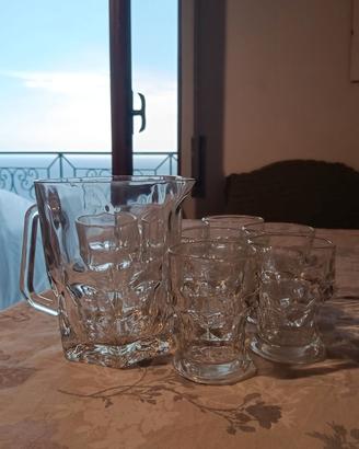 Set vintage brocca in vetro + 8 bicchieri 🥃