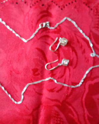 collana più orecchini in argento