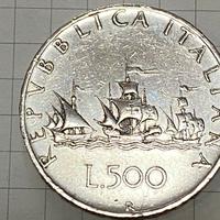 Moneta 500 lire argento caravelle dal 1959 al 1964