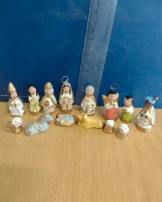 presepe completo fatto di terracotta 