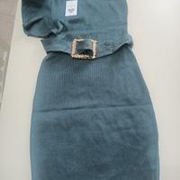 vestito donna monospalla verde tg. unica  nuovo