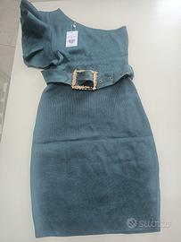 vestito donna monospalla verde tg. unica  nuovo