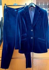 Vestito Giacca Pantalone in Velluto liscio Blu 44