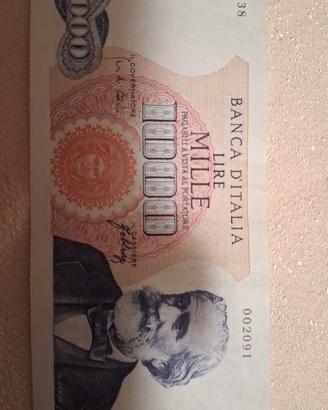 1000 Lire Verdi O38 002091 Numero Basso qFDS + 100