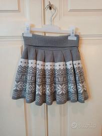 ❄️ Gonna in Maglia Pieghe e Fantasia Nordica