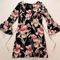 Rinascimento abito donna floreale nero e rosa tg M