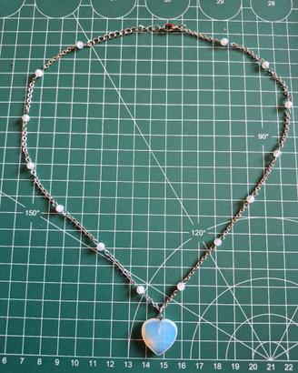 collana acciaio e opalite. cuore