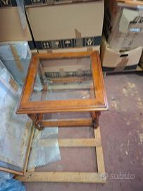 tavolino da salotto legno e vetro vintage 