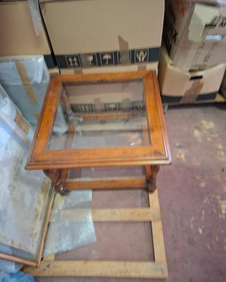 tavolino da salotto legno e vetro vintage 