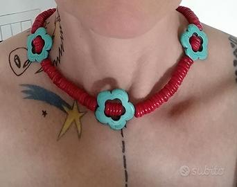 Girocollo Corallo e Bambù di Mare