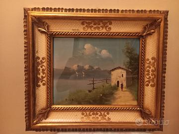 quadro olio su tavola  autore  riva 