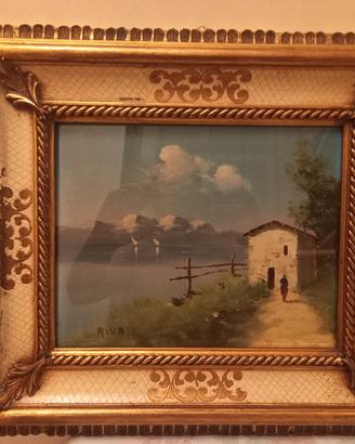 quadro olio su tavola  autore  riva 