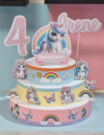 Torta finta scenografica tema Unicorno 