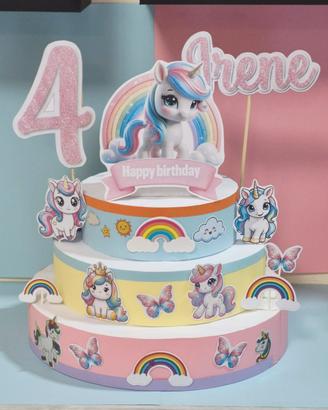 Torta finta scenografica tema Unicorno 