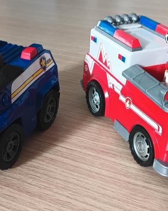 mezzi paw patrol con personaggi. Chase e Marshall 