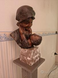 Scultura busto in bronzo su base in Basaltite 