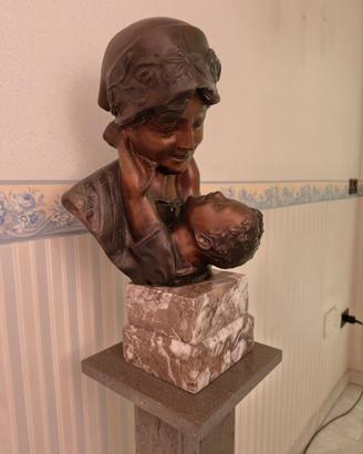 Scultura busto in bronzo su base in Basaltite 