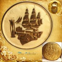 PIATTO DA PARETE LATTA 36 cm VELIERO NAVE CANNONE