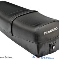 Sella nera lunga Scritta Piaggio con serratura Ves