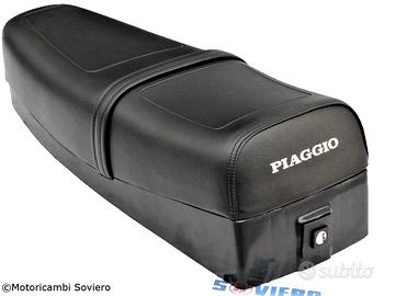 Sella nera lunga Scritta Piaggio con serratura Ves