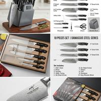 Set Coltelli Professionali 18 Pezzi Damascus Steel