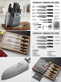 Set Coltelli Professionali 18 Pezzi Damascus Steel