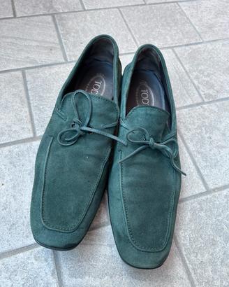 Mocassini Tod’s uomo scamosciato verde tg44