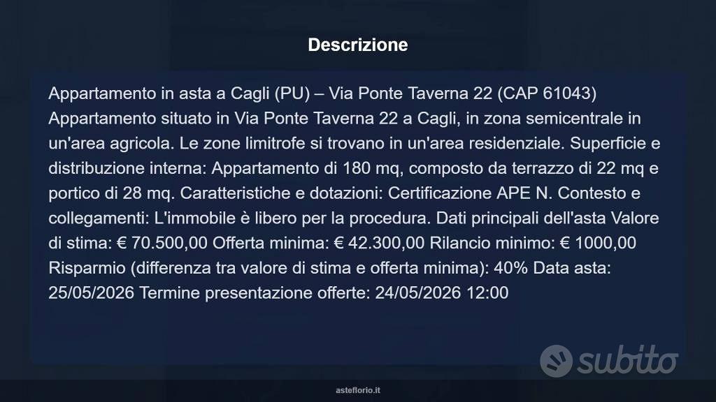 Appartamento – Cagli, Cappuccini - Altro