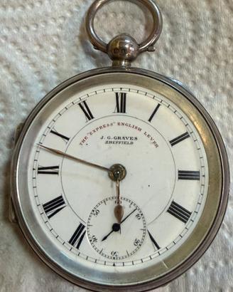 orologio da tasca in argento con dedica militare
