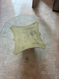 Tavolino da soggiorno in vetro con pietra