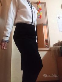 Gonna vintage nera in velluto con piccoli pois