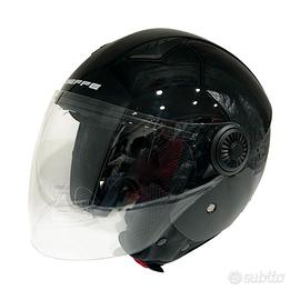 CASCO DIEFFE NERO LUCIDO CON VISIERA LUNGA