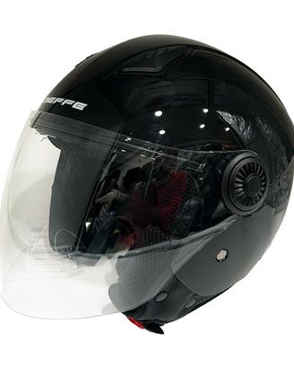 CASCO DIEFFE NERO LUCIDO CON VISIERA LUNGA