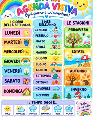 agenda visiva -giorni della settimana,mesi ,stagio