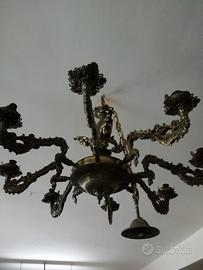 Lampadario antico in ottone