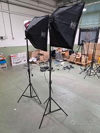2 illuminatori fotografici softbox 50×70 180w