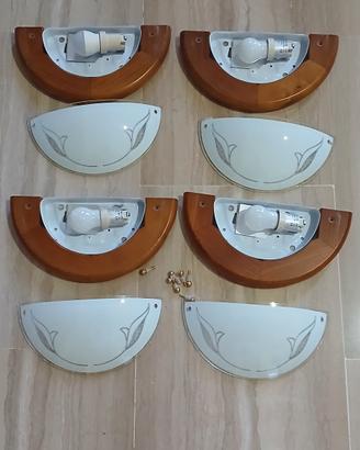 Set 4 Lampade Applique a parete – Legno e Vetro