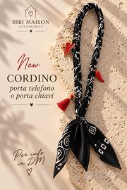 CORDINO PORTA TELEFONO BANDANA NERO O PORTACHIAVI