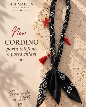 CORDINO PORTA TELEFONO BANDANA NERO O PORTACHIAVI