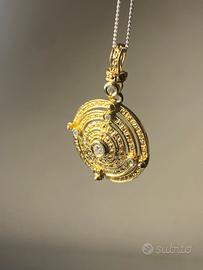 Ciondolo Sole Azteco Argento 800 Dorato vintage