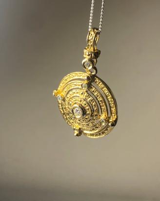 Ciondolo Sole Azteco Argento 800 Dorato vintage