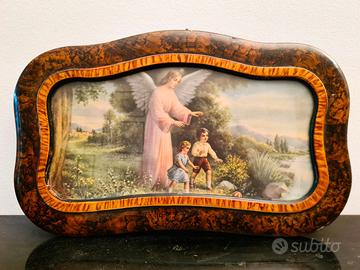 Quadro in radica con angelo custode - metà '900