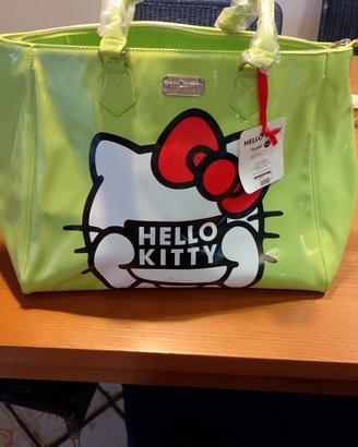 Borsa Hello Kitty Sanrio ,verde lucido, originale 