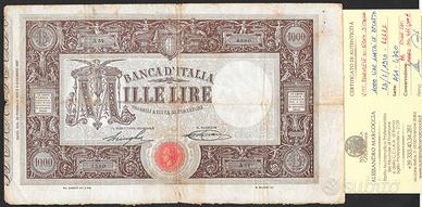 Banconota 1000 lire matrice del 1920