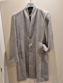 Cappotto uomo elegante grigio spigato Taglia M