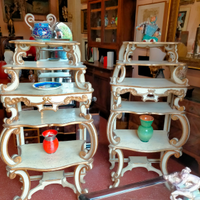 Etagere lacca bianca e oro antichi